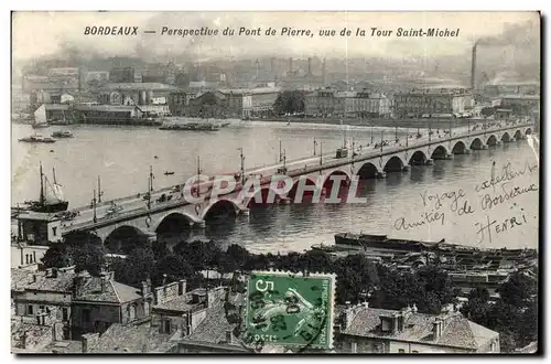 Bordeaux - Perspective du Pont Pierre vue de la Tour Saint Michel - Ansichtskarte AK