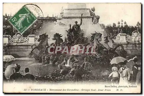 Bordeaux - Monument des Girondins Groupe Sud Jeaux d'Eau - Cartes postales