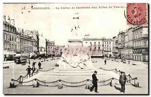 Bordeaux - La Statue de Gambetta aux Allees de Touny - Ansichtskarte AK