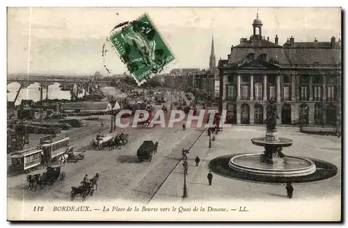 Bordeaux - la Place de la Bourse vers le quai de la Douane - Cartes postales