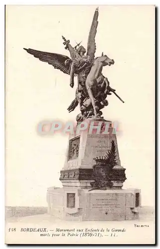 Bordeaux - Le Monument aux Enfants de la Gironde morts pour la Patrie 1870 71 - Cartes postales