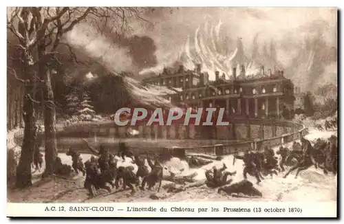 Saint Cloud Cartes postales l'incendie du chateau par les Prussiens 13 octobre 1870