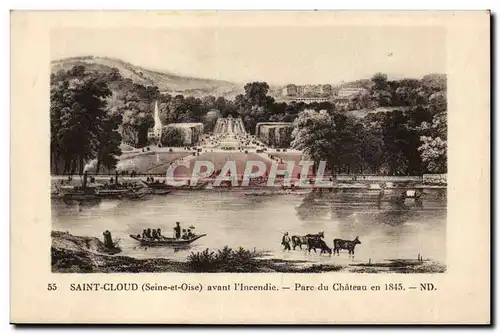 Saint Cloud Cartes postales Avant l'incendie Parc du chateau en 1845