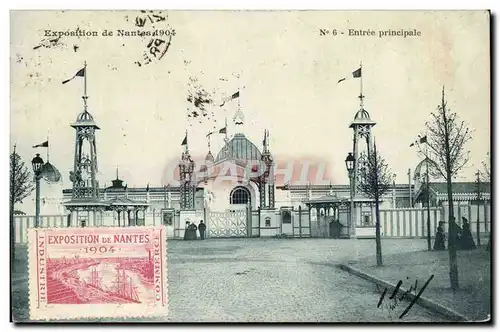 Nantes Cartes postales Exposition de Nantes 1904 Entree principale (avec vignette)