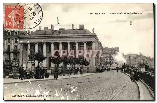 Nantes Ansichtskarte AK Place et quai de la Bourse (train au loin)