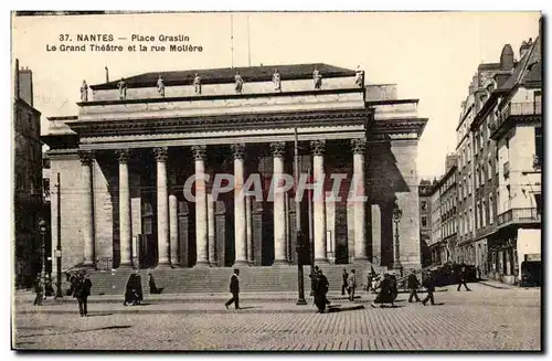 Nantes Cartes postales Place Graslin Le grand theatre et la rue Moliere