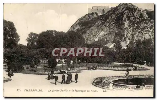 Cartes postales Cherbourg Le jardin public et la montagne du Roule