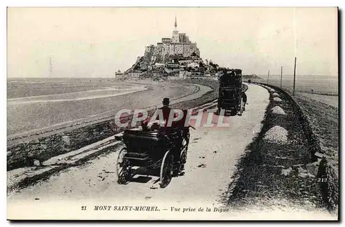 Mont Saint Michel Cartes postales Vue prise de la digue (voitures)