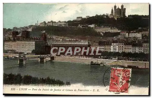 Lyon Ansichtskarte AK Pont du palais de Justice et coteau de Fourviere