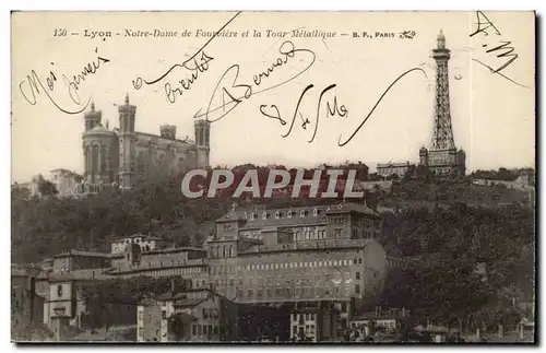 Lyon Cartes postales Notre DAme de Fourviere et la tour Metallique