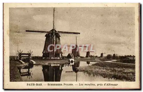 Pays Bas Cartes postales Schermeer Polder les moulins pres d&#39Alkmaar