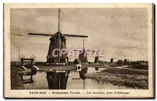 Pays Bas Cartes postales Schermeer Polder les moulins pres d'Alkmaar