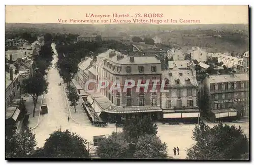 Rodez Cartes postales Vue panoramique sur l avenue Victor Hugo et les casernes