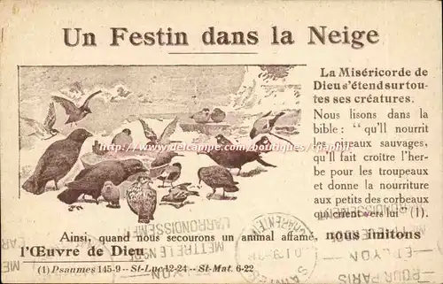 Ansichtskarte AK Un festin dans la neige pigeons Religion