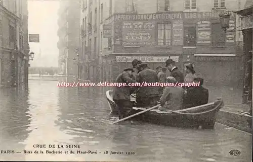 Ansichtskarte AK Inondations paris la grande crue de la Seine (janvier 1910) rues de la Bucherie et du Haut Pave