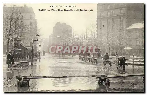 Ansichtskarte AK Inondations paris la grande crue de la Seine (janvier 1910) Place Beau Grenelle 28 janvier 1910