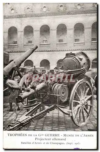 Ansichtskarte AK Militaria TRophees de la Grande Guerre Musee de l&#39armee Projecteur allemand Bataille d&#39art