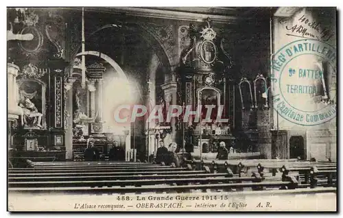Ober- Aspach- La Grande Guerre- 1914-1915- L'Alsace reconquise-Interieur de L'Eglsie-Cartes postales