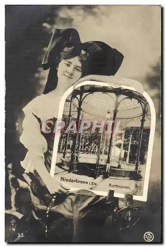 Bad-Niederbronn- Kurbrunnen- femme-Ansichtskarte AK