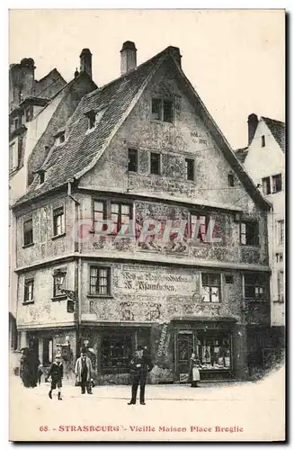 Strasbourg- Vielle Maison Place Broglie-Pfannkuchen-Ansichtskarte AK