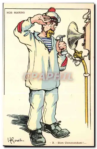 Nos Marins-Bien Commandant-bateau-Cartes postales Illustrateur Gervese