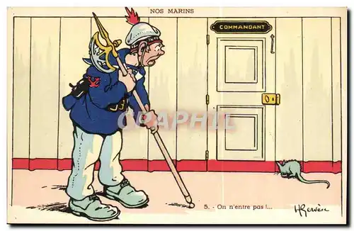 Nos Marins-On n&#39entre pas-rat-bateau-Cartes postales Illustrateur Gervese