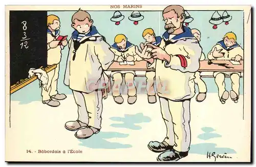 Nos Marins- Babordais a l&#39Ecole --bateau-Ansichtskarte AK Illustrateur Gervese