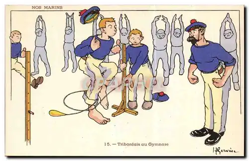 Nos Marins- Tribordais au Gymnase --bateau-Cartes postales Illustrateur Gervese