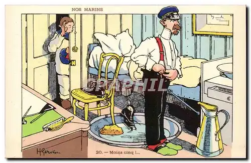 Nos Marins-Moins cinq --bateau-Cartes postales Illustrateur Gervese