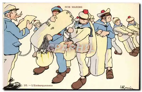 Nos Marins- L&#39Embarquement-Cartes postales Illustrateur Gervese