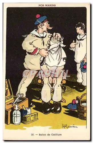 Nos Marins- Baton de Coiffure-bateau-Cartes postales Illustrateur Gervese