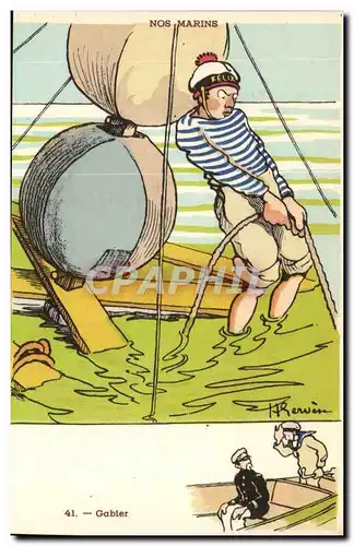 Nos Marins- Gabier-bateau-Cartes postales Illustrateur Gervese