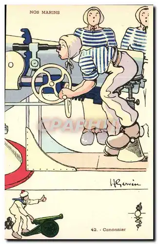 Nos Marins- Cannonnier-bateau-Cartes postales Illustrateur Gervese