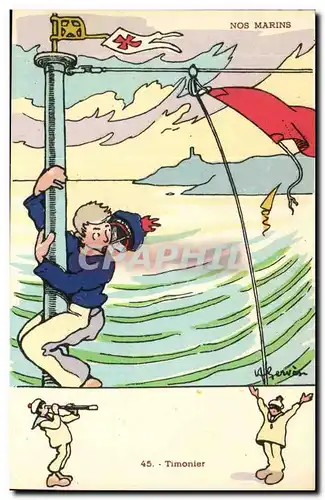 Nos Marins- Timonier-bateau-Ansichtskarte AK Illustrateur Gervese