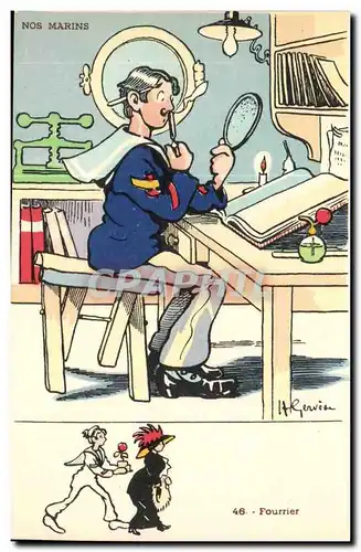 Nos Marins-Fourrier-bateau-Cartes postales Illustrateur Gervese