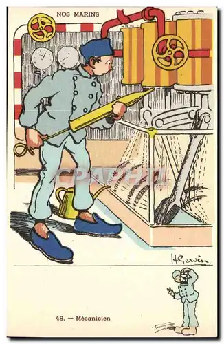 Nos Marins-Mecanicien-bateau-Cartes postales Illustrateur Gervese
