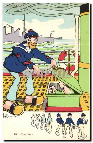 Nos Marins-Chauffeur-bateau-Cartes postales Illustrateur Gervese