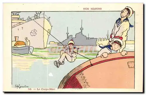 Nos Marins- Le Corps Mort-Cartes postales Illustrateur Gervese