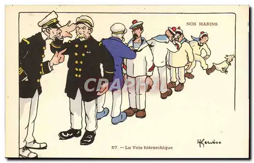 Nos Marins- La Voie hierarchique-chien-Cartes postales Illustrateur Gervese