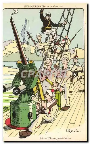 Nos Marins- Serie de Guerre-L&#39Attaque Illustrateur Gervese