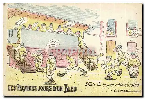 Ansichtskarte AK Militaria Les premiers jours d&#39un bleu Effets de la nouvelle cuisine Humour Illustrateur