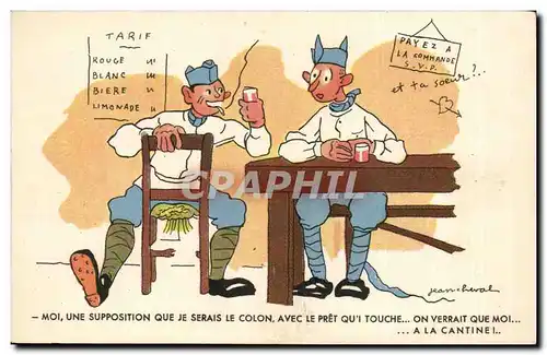 FAntaisie Cartes postales Militaria Moi une supposition que je serai le colon Vin Jean Cheval