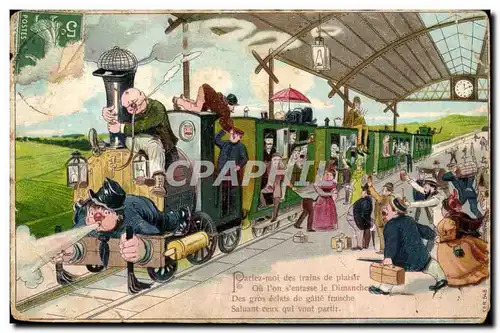 FAntaisie Cartes postales Parlez moi des trains de plaisir Illustrateur