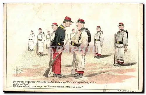FAntaisie Cartes postales Militaria Pourquoi regardez vous vos pieds Illustrateur Lorivant