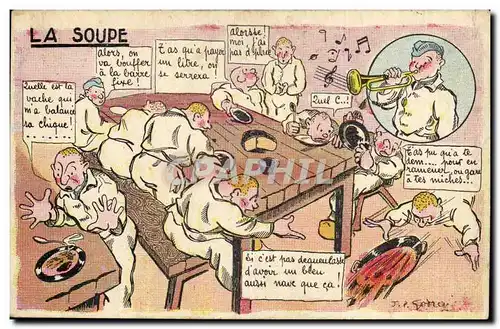 FAntaisie Cartes postales Militaria La soupe