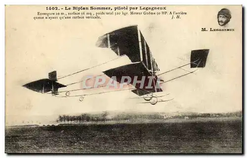 Cartes postales Biplan Sommer pilote par Legagneux