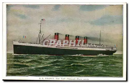 Ansichtskarte AK Bateau SS Fra nce New York Plymouth Havre service Transatlantique Paquebot