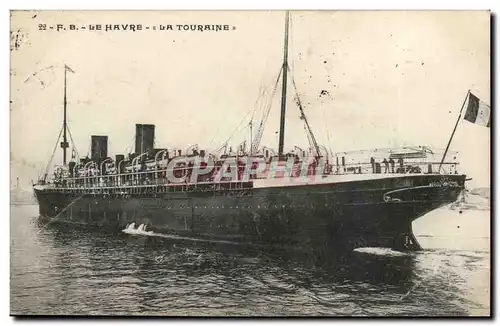 Ansichtskarte AK Bateau SS Le Havre La Touraine Transatlantique Paquebot French Line