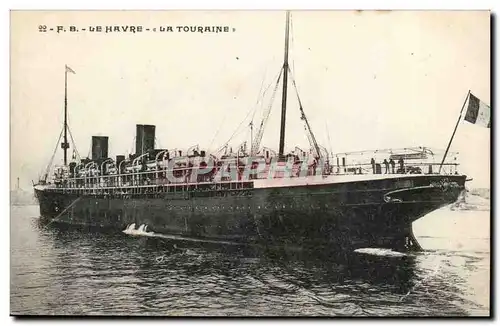 Ansichtskarte AK Bateau Le Havre La Touraine Transatlantique Paquebot