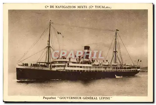 Cartes postales Bateau Cie de Navigation mixte (Cie Touache) Paquebot Gouverneur General Lepine